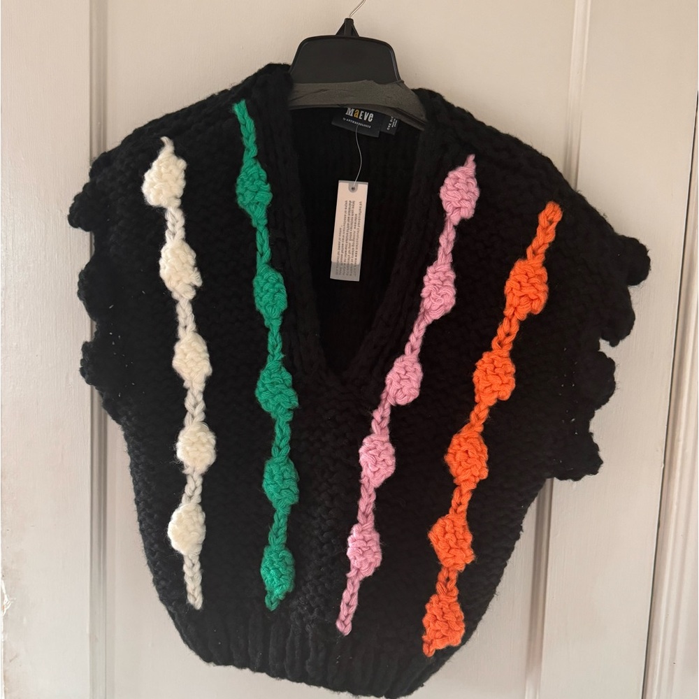 Anthropologie Maeve Black Bauble Pullover Sleeveless Sweater Vest - Picture 3 of 9